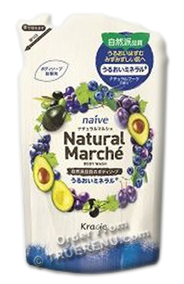 PHOTO TO COME: Naive's Natural Marche Plum and Grape Body Wash by Kracie - 360ml Refill