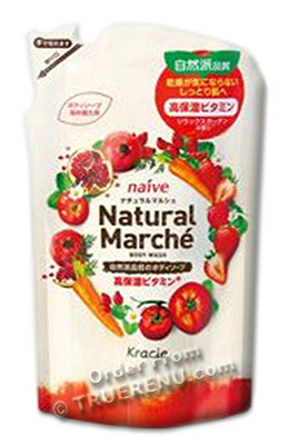 PHOTO TO COME: Naive's Natural Marche Pomegranate and Strawberry Body Wash by Kracie - 360ml Refill