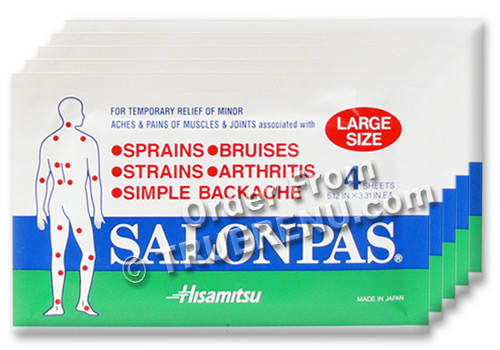 PHOTO TO COME: SALONPAS Large Pain Relief Patches - - 5 PAK of 4 = 20 total - SAVE $$$ !