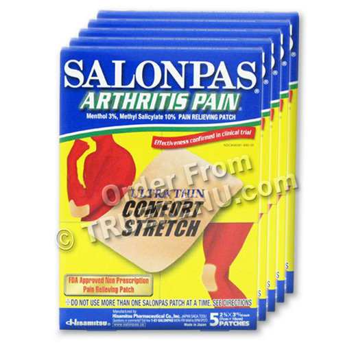 PHOTO TO COME: SALONPAS Ultrathin Arthritis Pain Relief Patches - - 5 PAK of 5 = 25 total - SAVE $$$ !