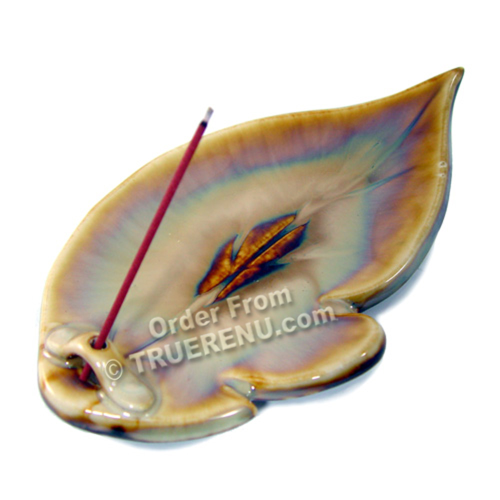 PHOTO TO COME: Shoyeido HandCrafted Ceramic Leaf-shaped Incense Holder - Prism