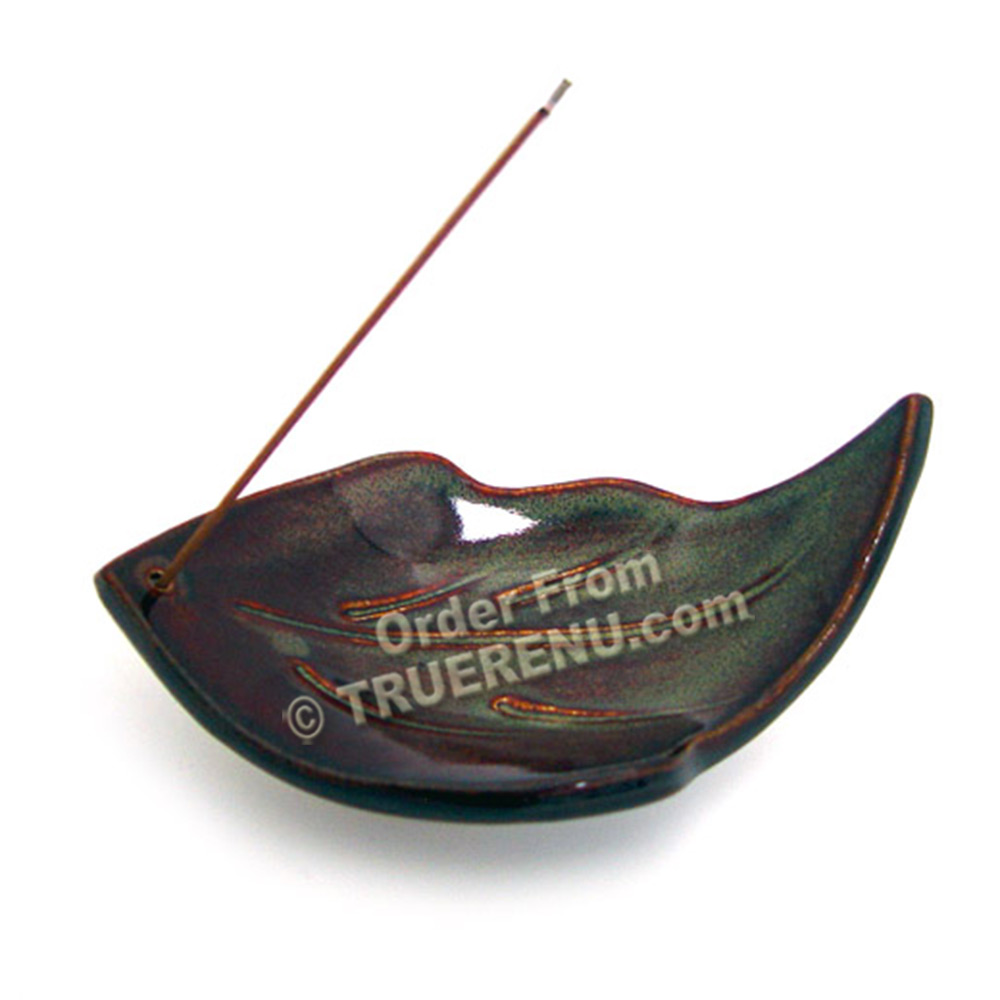 PHOTO TO COME: Shoyeido HandCrafted Ceramic Leaf-shaped Incense Holder - Nova